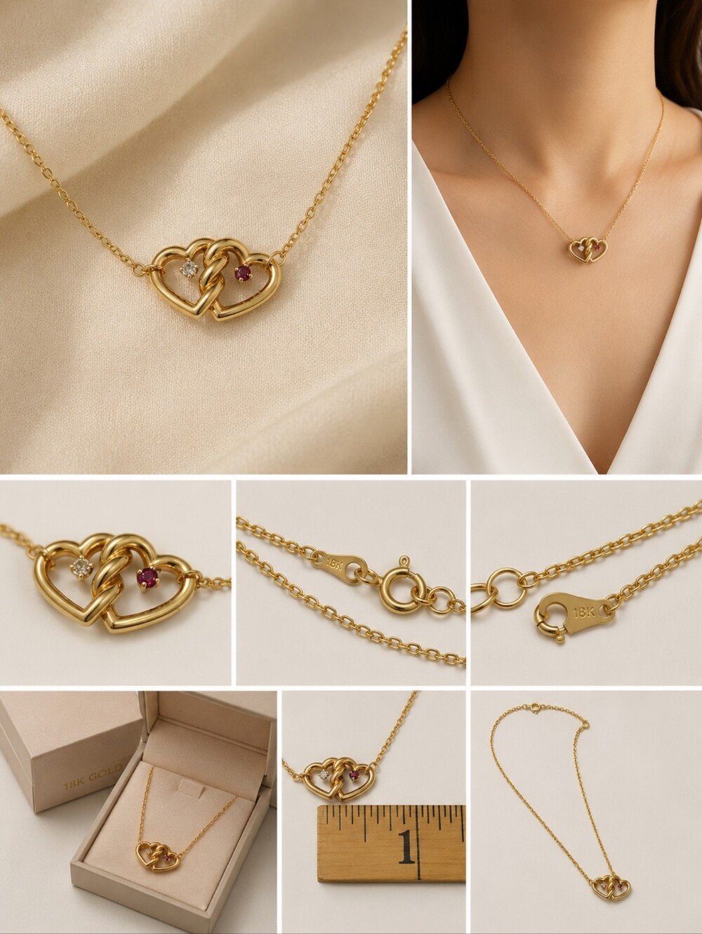Gump’s Ron McNamer 18K Yellow Gold Heart Pendant Necklace Vintage